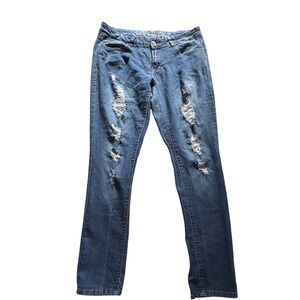 WAX‎ JEAN Women's Blue Distressed Ripped Denim Jeans Size 13